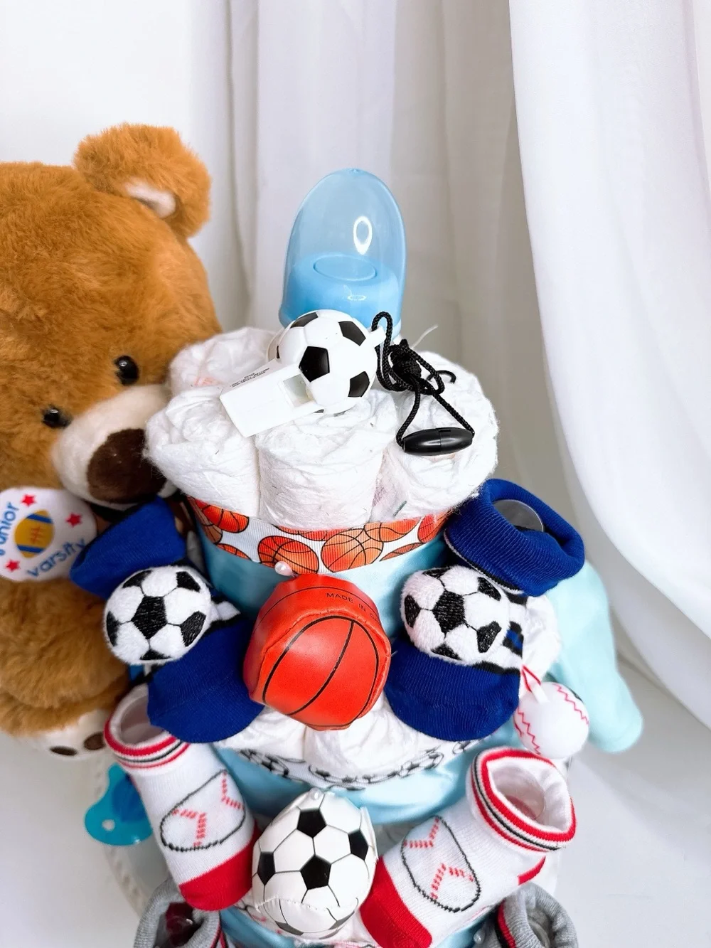 Sports Diaper Cake, Teddy Bear Diaper Cake, Baby Shower Gift